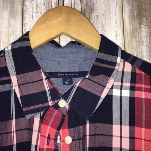 Tommy Hilfiger Pink & Red Plaid Button Down - Picture 4 of 6